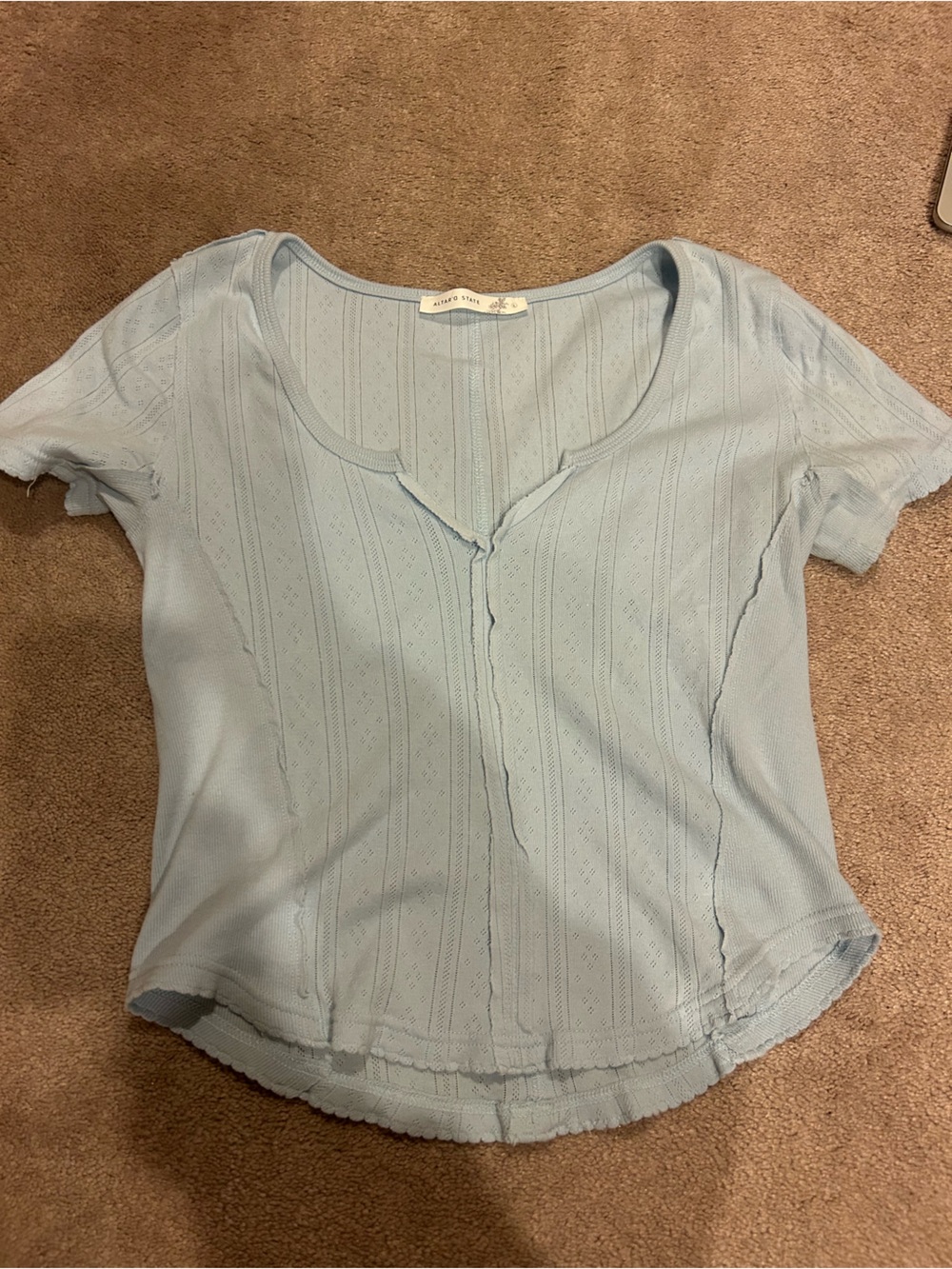 Altar'd State Light Blue Scoop Neck Short Sleeve Top